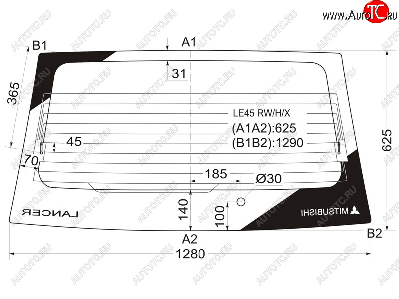 7 999 р. Стекло заднее (Цвет зеленый Обогрев) Mitsubishi Lancer 91-01  Libero 92-02 XYG LE45 RW/H/X  с доставкой в г. Керчь