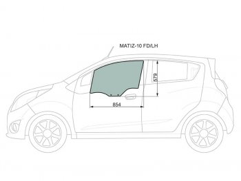 Стекло боковое опускное (Спереди Слева Цвет зеленый) Chevrolet Spark 10-16  Daewoo Matiz 10-19   XYG MATIZ-10 FD/LH