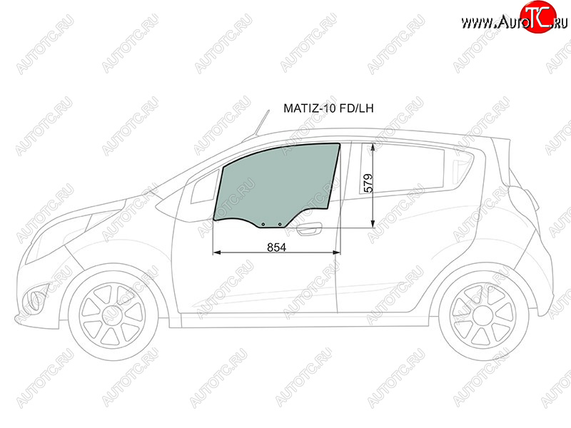 2 789 р. Стекло боковое опускное (Спереди Слева Цвет зеленый) Chevrolet Spark 10-16  Daewoo Matiz 10-19   XYG MATIZ-10 FD/LH  с доставкой в г. Керчь