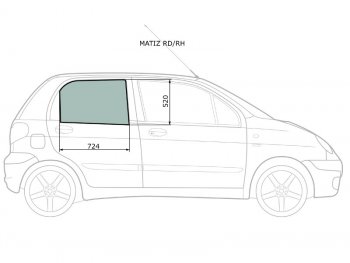 2 349 р. Стекло боковое опускное (Сзади Справа Цвет зеленый) Daewoo Matiz 97-15                             XYG MATIZ RD/RH  с доставкой в г. Керчь. Увеличить фотографию 2