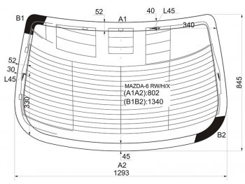 8 499 р. Стекло заднее (Цвет зеленый Обогрев Антенна 4D SED) Mazda 6 02-08  Atenza 02-07 XYG MAZDA-6 RW/H/X  с доставкой в г. Керчь. Увеличить фотографию 2