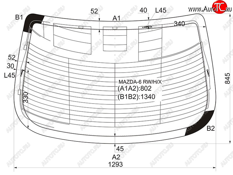 8 499 р. Стекло заднее (Цвет зеленый Обогрев Антенна 4D SED) Mazda 6 02-08  Atenza 02-07 XYG MAZDA-6 RW/H/X  с доставкой в г. Керчь