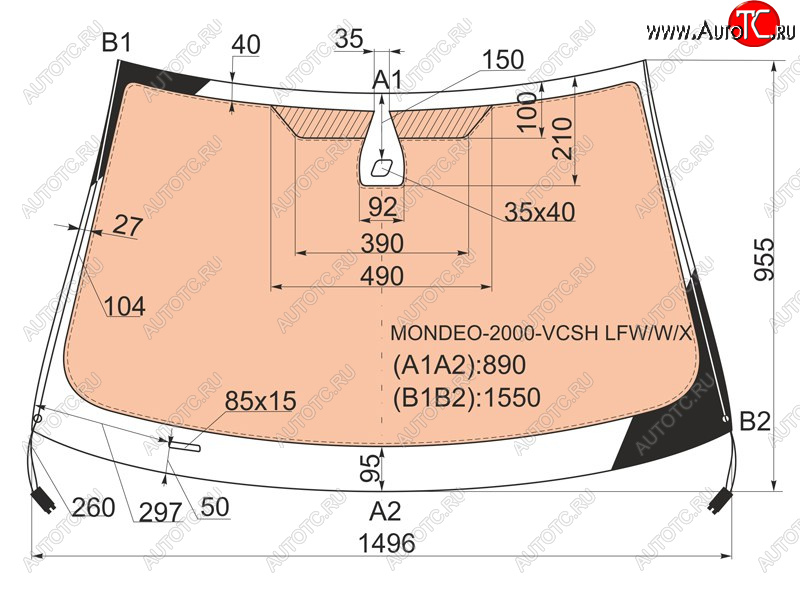 20 499 р. Стекло лобовое (Обогрев полный Датчик дождя Молдинг) Ford Mondeo 00-07 XYG MONDEO-2000-VCSH LFW/W/X  с доставкой в г. Керчь