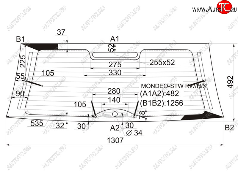 4 199 р. Стекло заднее с обогревом FORD MONDEO 5D WGN 93-00 XYG MONDEO-STW RW/H/X, mondeostwrwhx XYG MONDEO-STW RW/H/X  с доставкой в г. Керчь