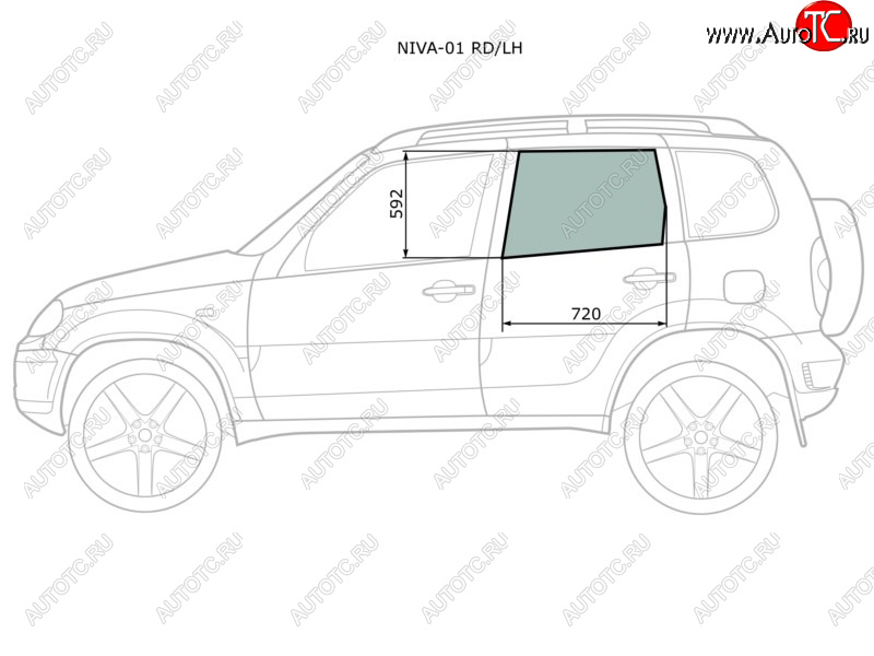 2 349 р. Стекло боковое опускное (Сзади Слева Цвет зеленый) Chevrolet Niva 98-  LADA Niva Travel 21- XYG NIVA-01 RD/LH  с доставкой в г. Керчь