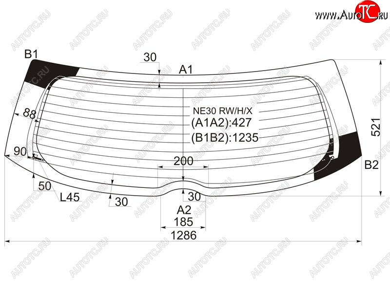9 549 р. Стекло заднее (Цвет зеленый Обогрев) Toyota Auris 06-12 XYG NE30 RW/H/X  с доставкой в г. Керчь