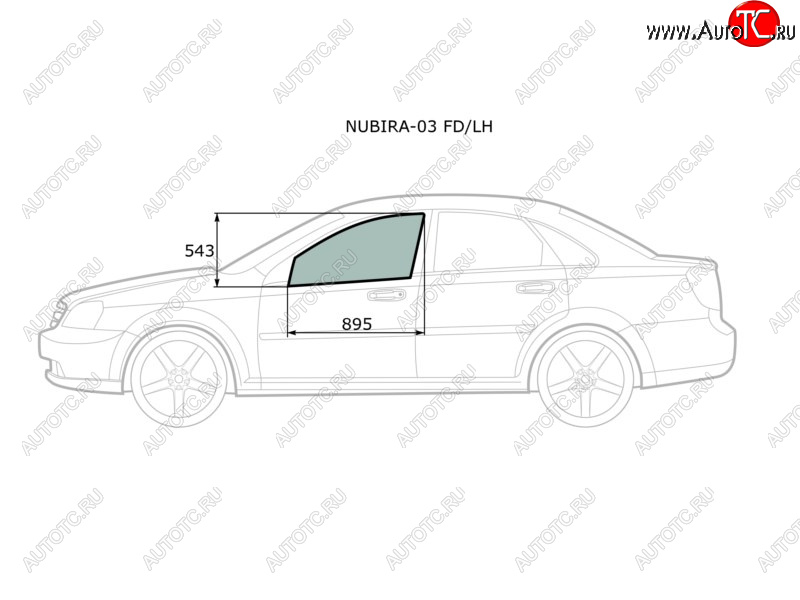 2 399 р. Стекло боковое опускное (Спереди Слева Цвет зеленый) Chevrolet Lacetti 04-13  Daewoo Lacetti 04-0 XYG NUBIRA-03 FD/LH  с доставкой в г. Керчь