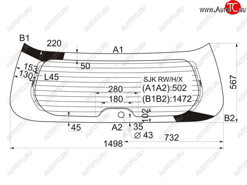 11 749 р. Стекло заднее (Цвет зеленый Обогрев) Honda Elysion 04-13 XYG SJK RW/H/X  с доставкой в г. Керчь