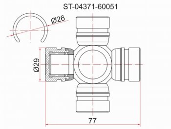 Крестовина кардана FR TY LCR UZJ100HDJ100 ATM, Dyna LY2## SAT ST-04371-60051