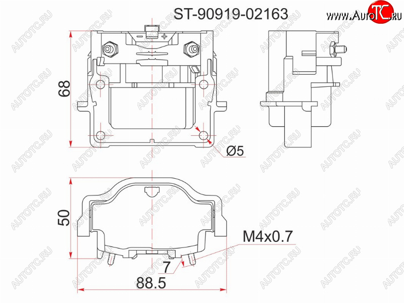 929 р. Катушка зажигания TOYOTA 3S-FE -96 ST19#ST20#SV4#, 4A7A-FE -96 AT19#, 3RZ-FE 95- RZJ9#RZN18# SAT ST-90919-02163  с доставкой в г. Керчь