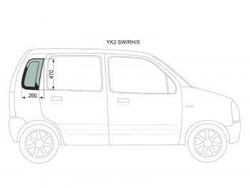 929 р. Стекло кузова боковое (не опускное) (Справа Цвет зеленый) Chevrolet MW 03-10  Suzuki Wagon R Solio XYG YK2 SW/RH/X  с доставкой в г. Керчь. Увеличить фотографию 1