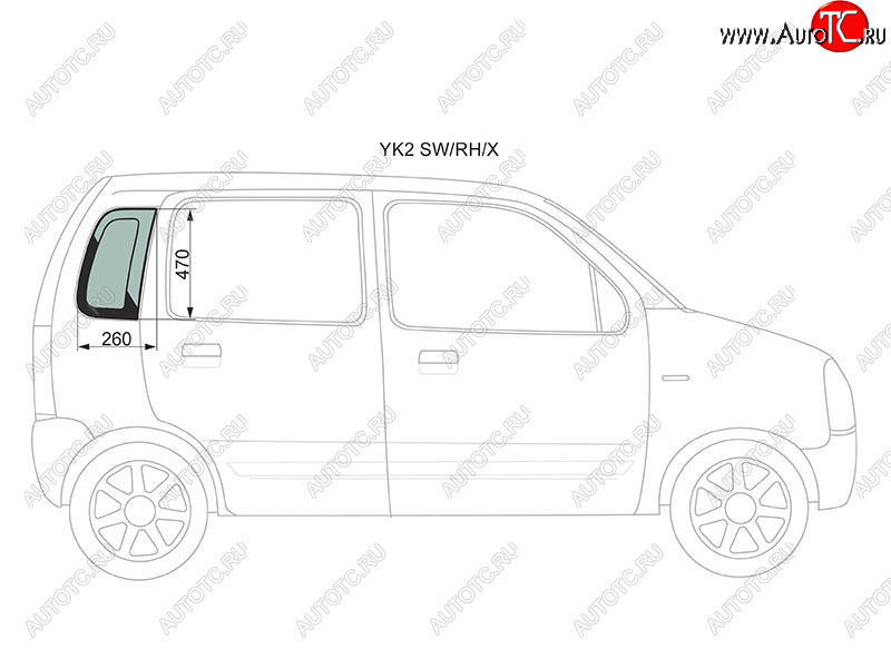 929 р. Стекло кузова боковое (не опускное) (Справа Цвет зеленый) Chevrolet MW 03-10  Suzuki Wagon R Solio XYG YK2 SW/RH/X  с доставкой в г. Керчь
