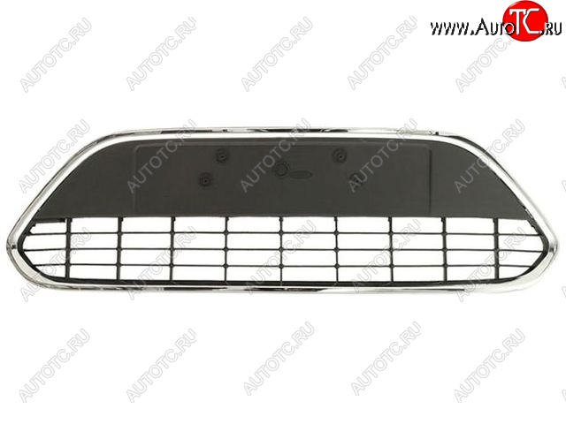 2 349 р. Центральная решетка переднего бампера BodyParts Ford Focus 2 хэтчбэк 3 дв. рестайлинг (2007-2011) (молдинг хром)  с доставкой в г. Керчь