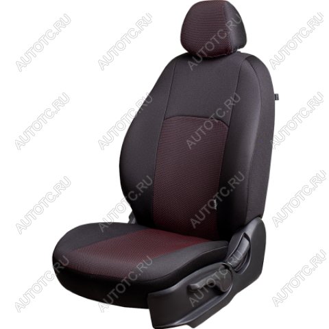 6 499 р. Комплект чехлов для сидений (РЗС 60/40 3Г Жаккард) Дублин Lord Autofashion KIA Soul PS дорестайлинг (2014-2016) (черный, вставка Ёж красная)  с доставкой в г. Керчь