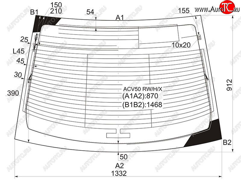 8 799 р. Стекло заднее (Цвет зеленый Обогрев Антенна) Toyota Camry (XV50) 11-18  Aurion 12-15  Camry UAE XYG ACV50 RW/H/X  с доставкой в г. Керчь
