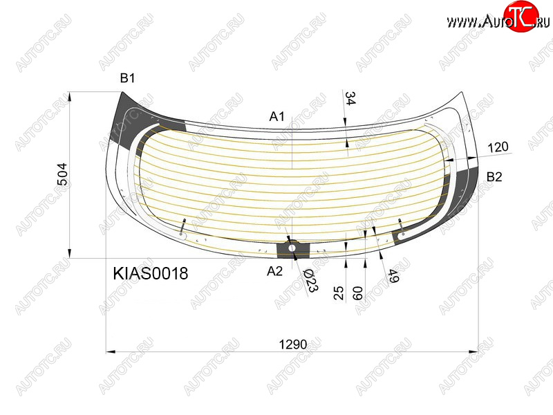 6 599 р. Стекло заднее (Цвет зеленый Обогрев 5D HBK) Kia Rio 11-17 KMK KIAS0018  с доставкой в г. Керчь
