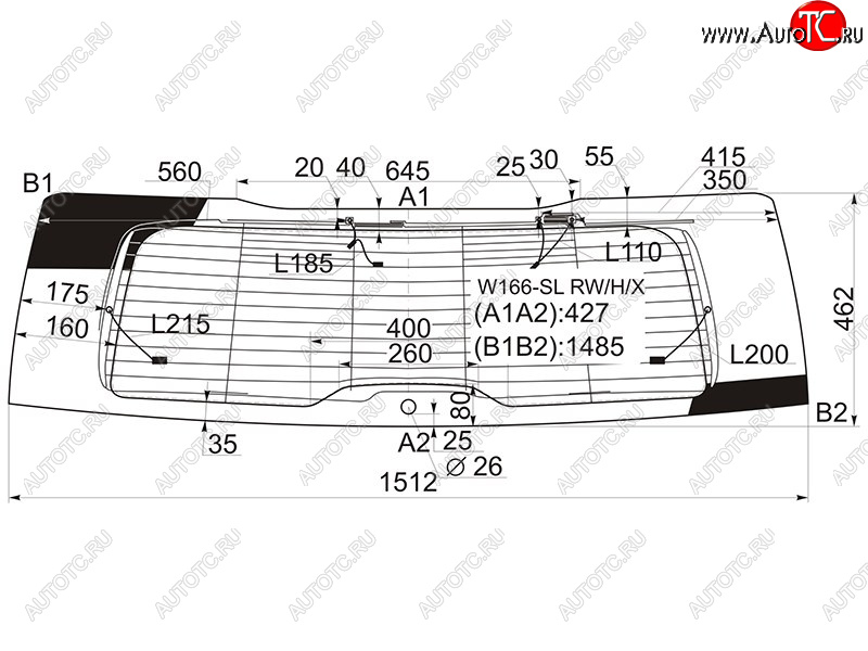 10 999 р. Стекло заднее (Цвет зеленый Обогрев Антенна) Mercedes-Benz GL-Class 12-15  GLS-Class 15-19 XYG W166-SL RW/H/X  с доставкой в г. Керчь