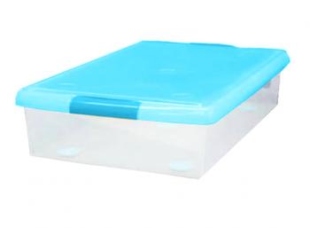 2 869 р. Короб для хранения IRIS THIN BOX 34л, прозрачный-голубой  ug-725b  с доставкой в г. Керчь. Увеличить фотографию 1
