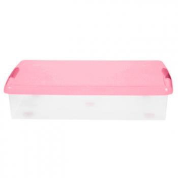 2 869 р. Короб для хранения IRIS THIN BOX 34л, прозрачный-розовый  ug-725p  с доставкой в г. Керчь. Увеличить фотографию 2