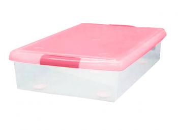 2 869 р. Короб для хранения IRIS THIN BOX 34л, прозрачный-розовый  ug-725p  с доставкой в г. Керчь. Увеличить фотографию 1