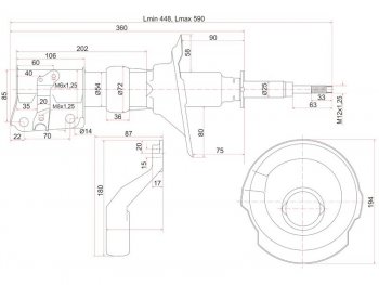 Стойка передняя LH SAT Honda Stream 1 RN1,RN3  дорестайлинг (2000-2004) (болт D-14)