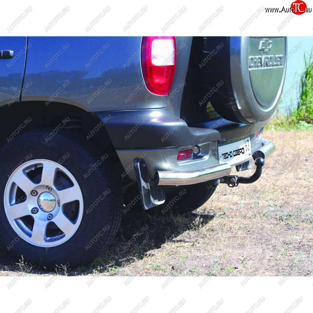 13 899 р. Защита заднего бампера нержавейка Уголки, цельные d63.5, Техно Сфера Лада 2123 (Нива Шевроле) 1 рестайлинг (2009-2020) (Нержавейка)  с доставкой в г. Керчь