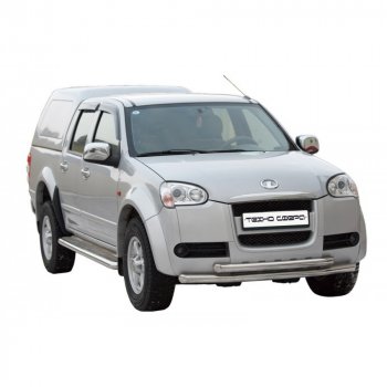 Защита переда труба двойная нержавейка d63.5, Техно Сфера Great Wall Wingle 3 (2005-2011) (Нержавейка)