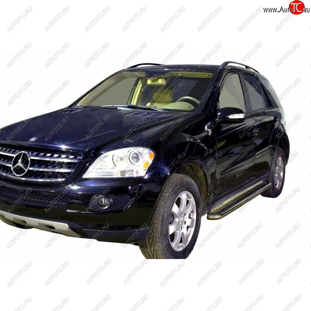 35 699 р. Защита порогов с алюминиевым листом нержавейка d63.5, Техно Сфера  Mercedes-Benz ML class ( W163,  W164,  W166) (1997-2015) дорестайлинг, рестайлинг (Аюминиевый лист)  с доставкой в г. Керчь