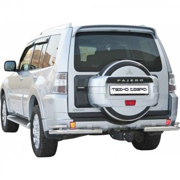 Защита заднего бампера нержавейка d63.5 (Уголки двойные), Техно Сфера Mitsubishi Pajero ( 4 V90,  4 V80) (2006-2020) дорестайлинг, 1-ый рестайлинг, 3 дв. 1-ый рестайлинг, 2-ой рестайлинг (нержавейка)