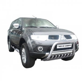 Передок низкий с защитой двигателя нержавейка d63,5, Техно Сфера Mitsubishi Pajero Sport  PB (2008-2017) дорестайлинг, рестайлинг (Нержавейка)