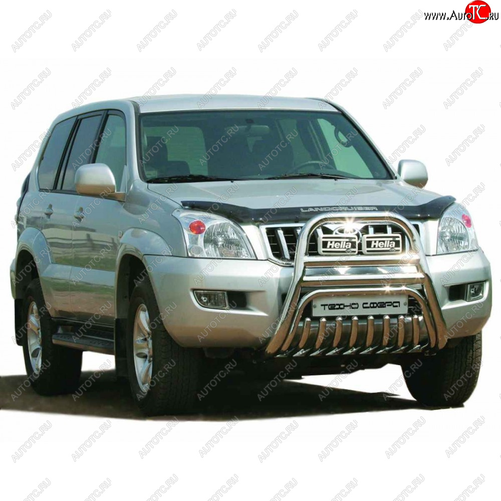 41 999 р.  Передок с защитой двигателя нержавейка d63.5, Техно Сфера  Toyota Land Cruiser Prado  J120 (2002-2009) (Нержавейка)  с доставкой в г. Керчь