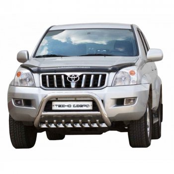 Передок низкий с защитой двигателя d63.5, Техно Сфера Toyota Land Cruiser Prado  J120 (2002-2009) (Нержавейка)