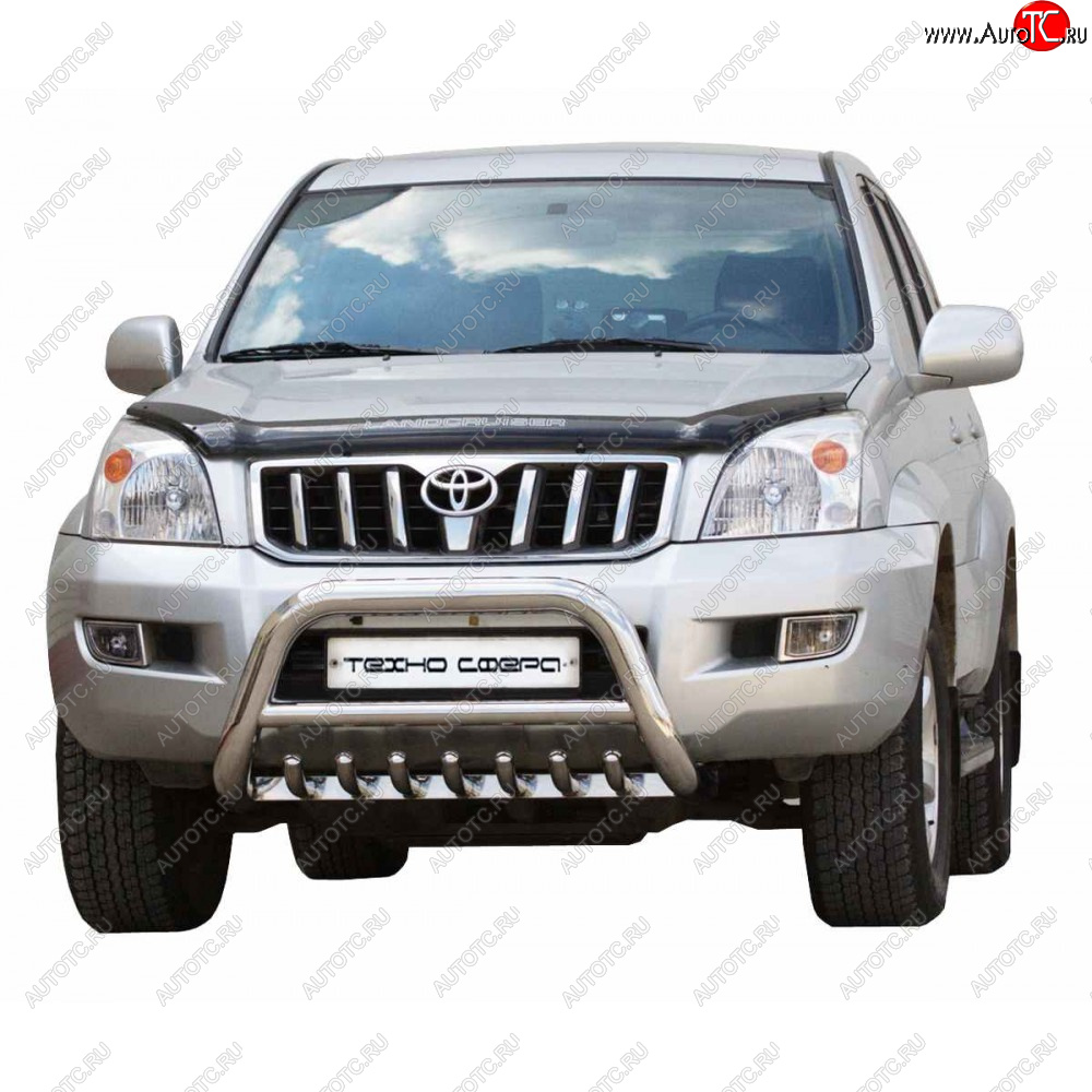 39 999 р. Передок низкий с защитой двигателя d63.5, Техно Сфера  Toyota Land Cruiser Prado  J120 (2002-2009) (Нержавейка)  с доставкой в г. Керчь