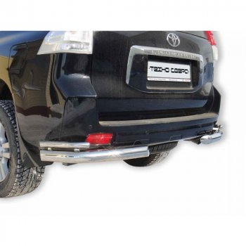 Защита заднего бампера нержавейка d76 (Уголки двойные), Техно Сфера Toyota Land Cruiser Prado  J150 (2009-2025) дорестайлинг, 1-ый рестайлинг, 2-ой рестайлинг, 3-ий рестайлинг (нержавейка)