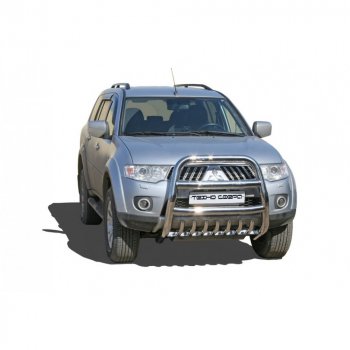 Передок высокий с защитой двигателя d63, Техно Сфера Mitsubishi Pajero Sport  PB (2008-2017) дорестайлинг, рестайлинг (Нержавейка)