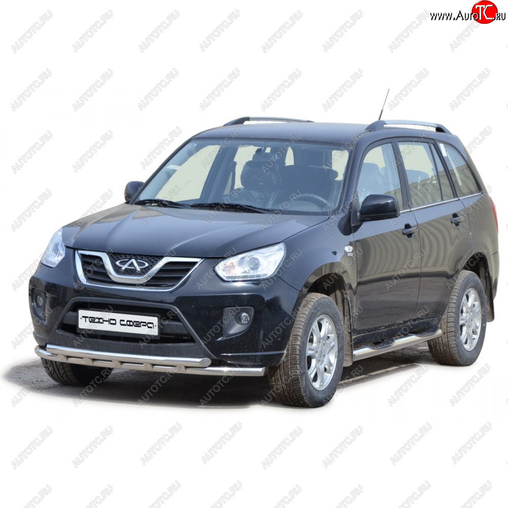 30 999 р. Защита переда труба двойная нержавейка d51, Техно Сфера  Chery Tiggo T11 (2005-2016) дорестайлинг, рестайлинг (Нержавейка)  с доставкой в г. Керчь