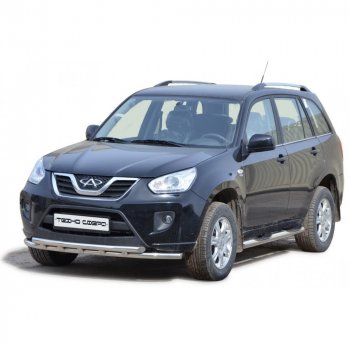 Защита переда труба двойная с полимерным покрытием d51, Техно Сфера Chery Tiggo T11 (2005-2016) дорестайлинг, рестайлинг