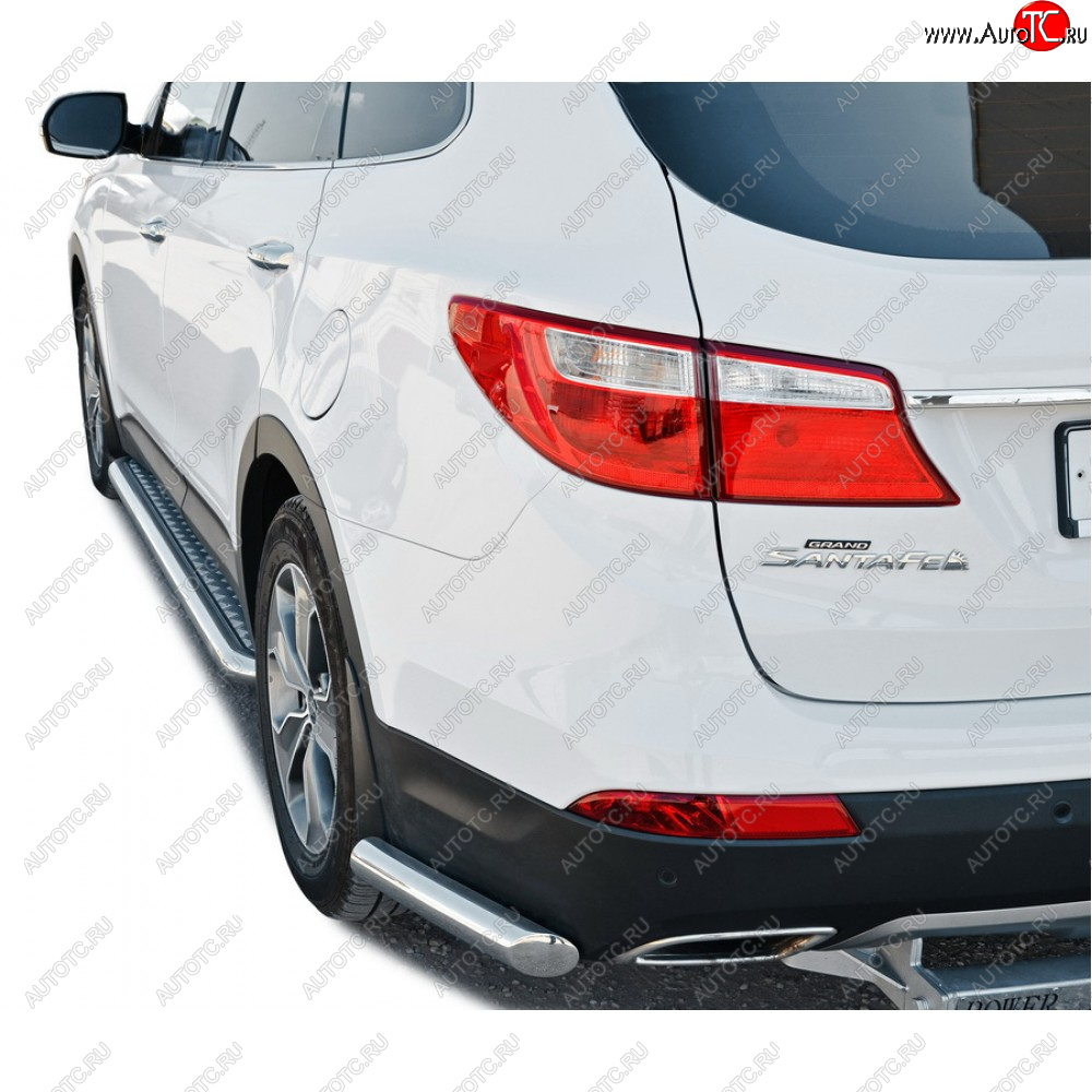 21 999 р. Защита заднего бампера нержавейка(уголки) d63.5, Техно Сфера  Hyundai Grand Santa Fe  1 DM (2013-2018) дорестайлинг, рестайлинг (нержавейка)  с доставкой в г. Керчь