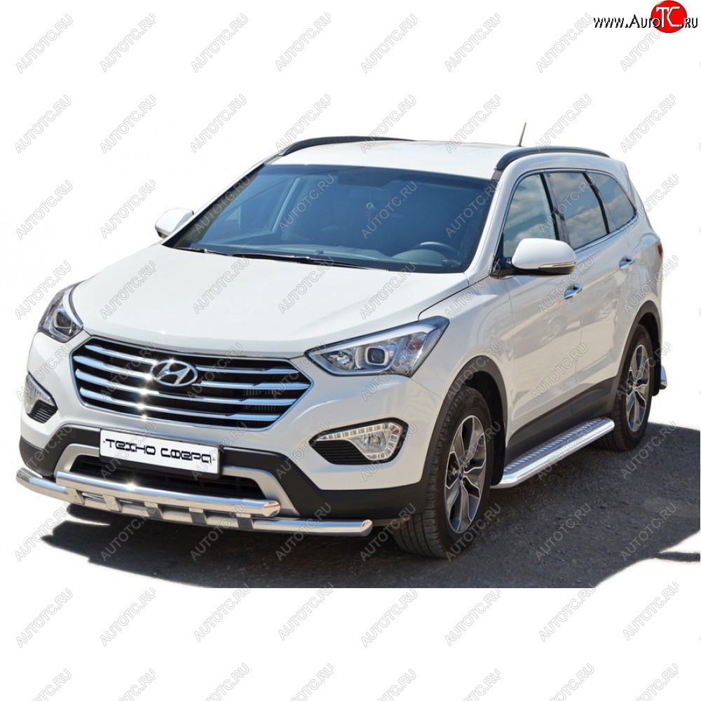32 999 р.  Защита порогов с алюминиевым листом нержавейка d63.5, Техно Сфера  Hyundai Grand Santa Fe  1 DM (2013-2018) дорестайлинг, рестайлинг (Алюминиевый лист)  с доставкой в г. Керчь