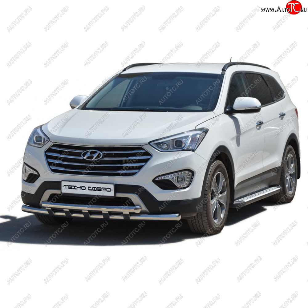 31 999 р. Пороги бумер алюминиевые с резинкой, Техно Сфера  Hyundai Grand Santa Fe  1 DM (2013-2018) дорестайлинг, рестайлинг (Черный глянец)  с доставкой в г. Керчь