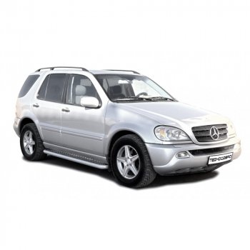 Защита порогов с алюминиевым листом нержавейка d63.5, Техно Сфера Mercedes-Benz ML class ( W163,  W164,  W166) (1997-2015) дорестайлинг, рестайлинг