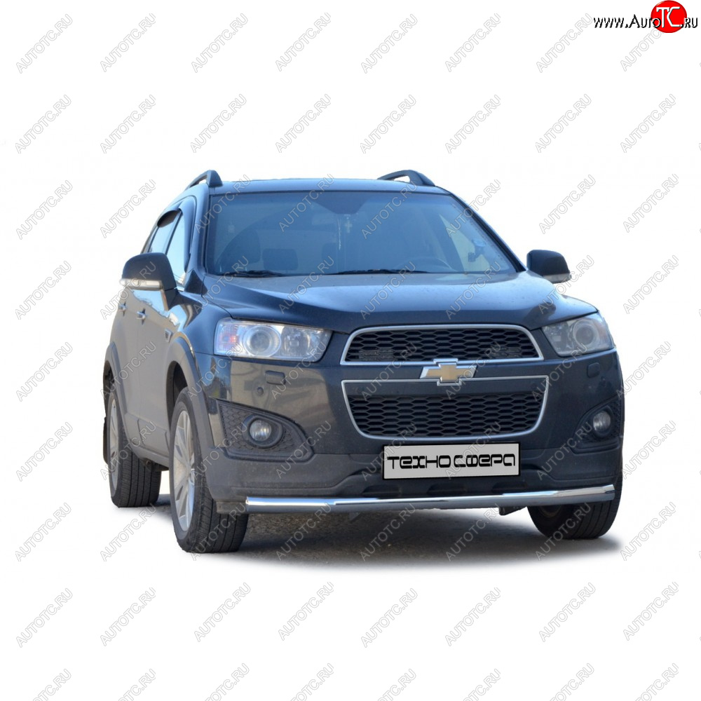 10 899 р. Защита переда труба с полимерным покрытием d63.5, Техно Сфера  Chevrolet Captiva ( CN202S) (2006-2025)  дорестайлинг, 1-ый рестайлинг, 2-ой рестайлинг, дорестайлинг (Черный матовый)  с доставкой в г. Керчь