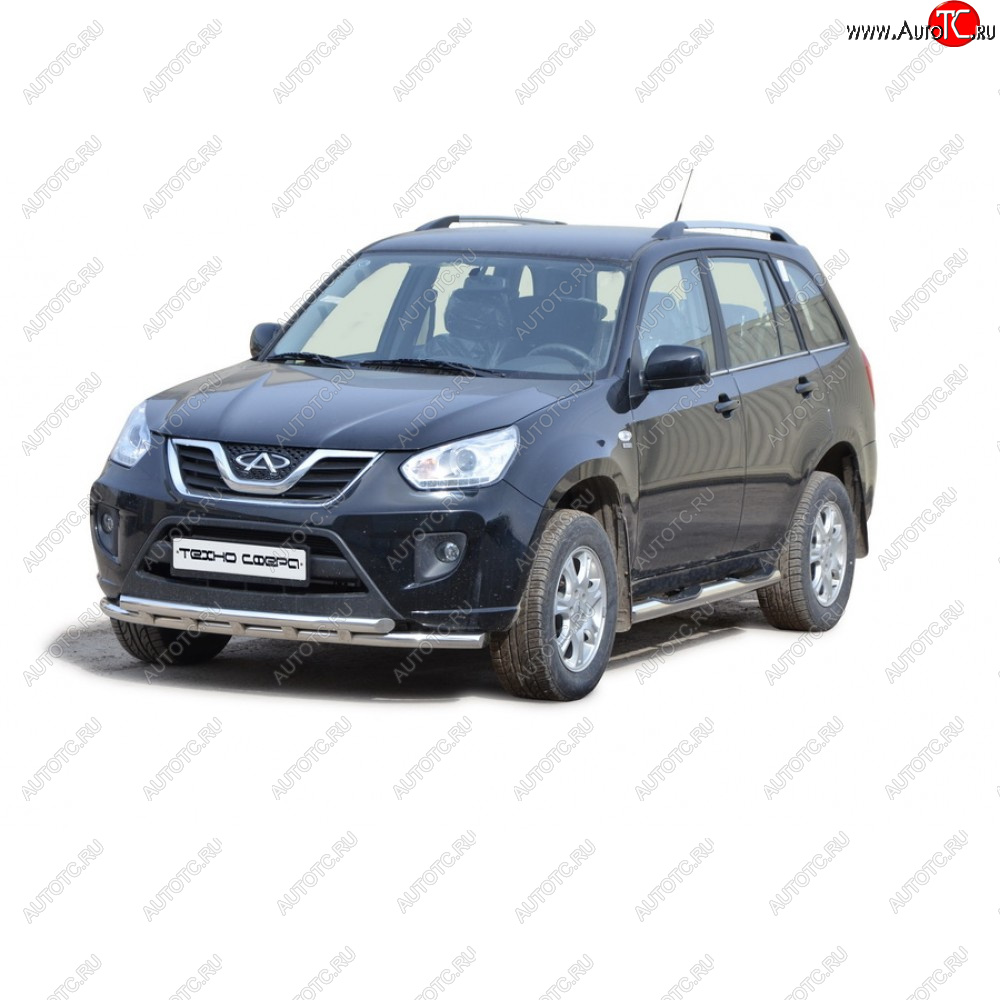 26 799 р. Пороги труба с проступью нержавейк d76 , Техно Сфера  Chery Tiggo T11 (2013-2016) рестайлинг (Нержавейка)  с доставкой в г. Керчь