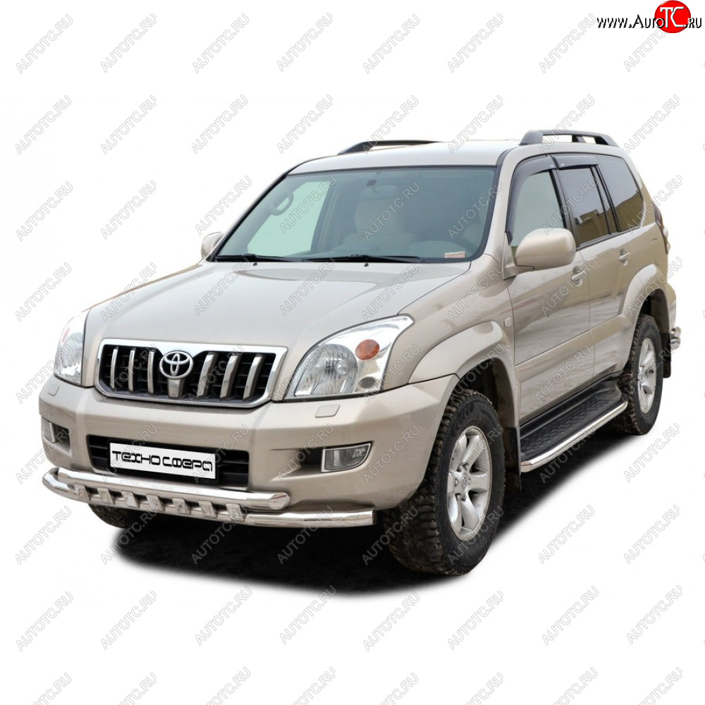 26 799 р. Защита порогов труба декор нержавейка d51, Техно Сфера  Toyota Land Cruiser Prado  J120 (2002-2009) (Нержавейка)  с доставкой в г. Керчь