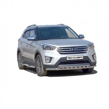 Защита переда труба двойная с полимерным покрытием d63,5, Техно Сфера Hyundai Creta ( GS,  SU) (2015-2022) дорестайлинг, рестайлинг