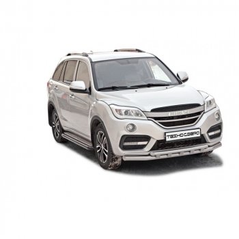Защита переда труба двойная нержавейка d63.5, Техно Сфера Lifan X60 (2011-2025) дорестайлинг, 1-ый рестайлинг, 2-ой рестайлинг (Нержавейка)