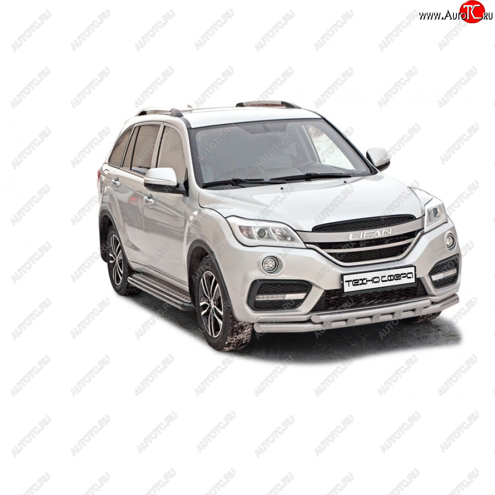 32 999 р. Защита переда труба двойная нержавейка d63.5, Техно Сфера  Lifan X60 (2011-2025) дорестайлинг, 1-ый рестайлинг, 2-ой рестайлинг (Нержавейка)  с доставкой в г. Керчь