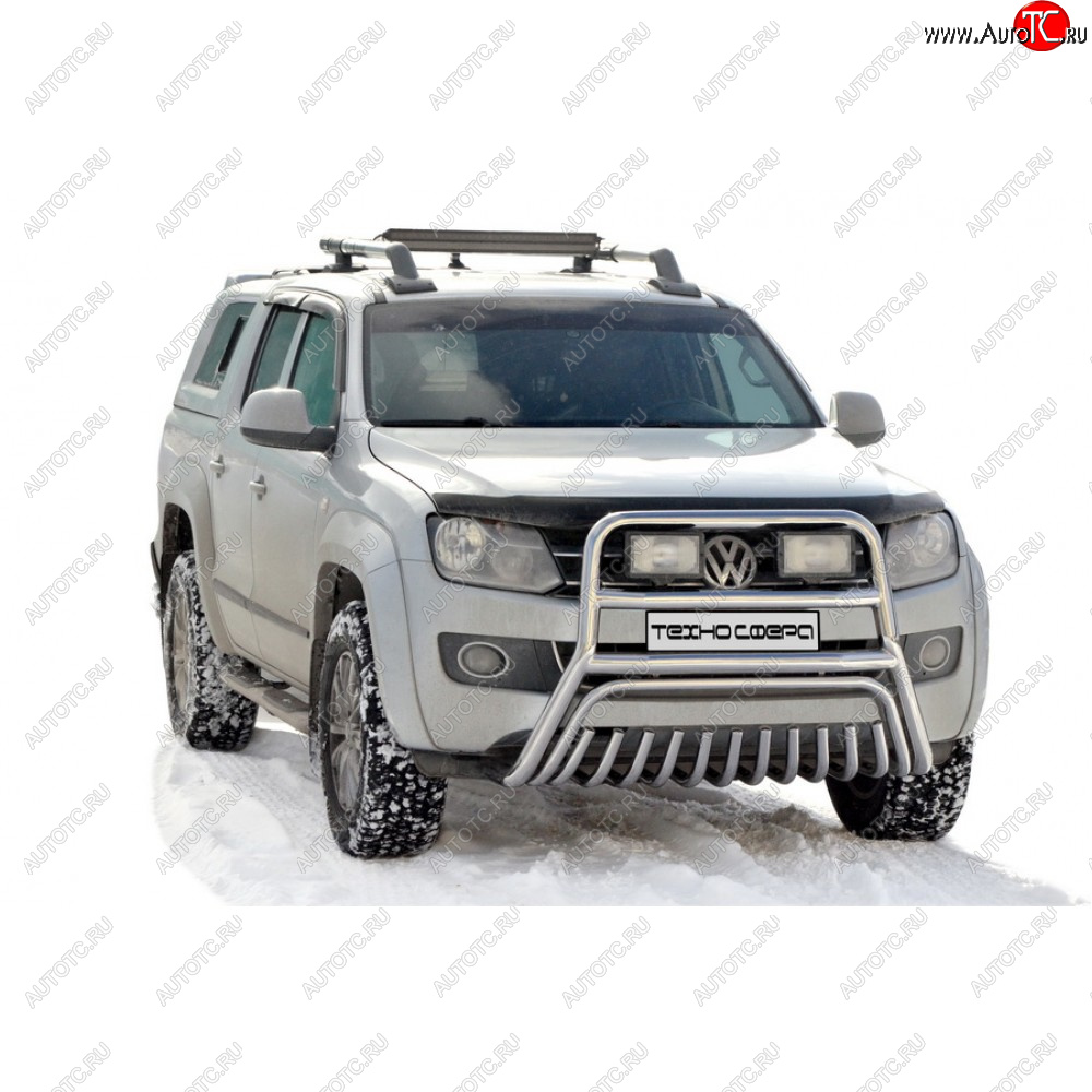 48 899 р. Передок высокий нержавейка d63.5, Техно Сфера  Volkswagen Amarok (2009-2022) дорестайлинг, рестайлинг (Нержавейка)  с доставкой в г. Керчь