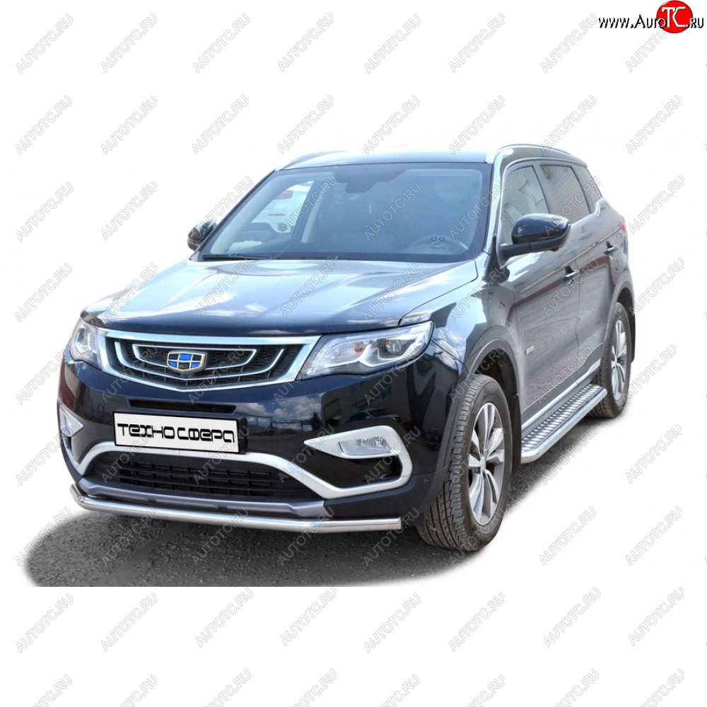 28 899 р. Защита порогов с алюминиевым листом нержавейка d51, Техно Сфера  Geely Atlas  NL3 - Atlas Pro  NL3 (Нержавейка)  с доставкой в г. Керчь