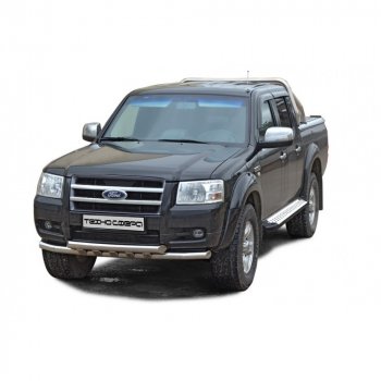 Защита переда труба двойная нержавейка d63.5, Техно Сфера Ford Ranger ( DoubleCab,  RapCab) (2003-2023) рестайлинг, дорестайлинг, SuperCab, SuperCrew (Нержавейка)